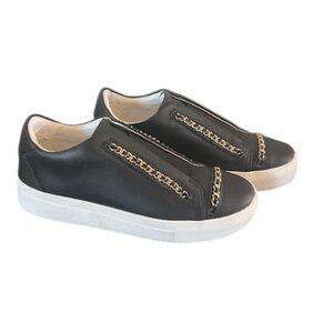 KARL LAGERFELD Crissie/C20 Womens Black Slip-Ons Size 7.5 Gold Chains